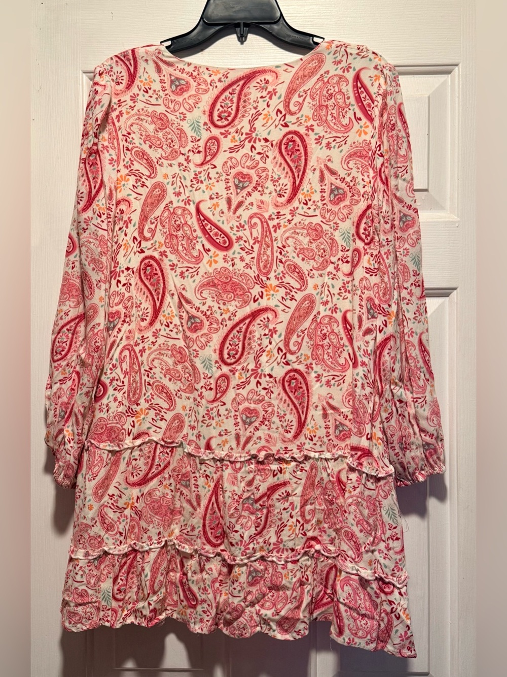 Pink Paisley Ruffle V-Neck Tunic - Picture 3 of 8